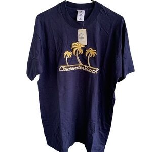 🆕 Vintage Clearwater Beach Tee Shirt Palm Trees Embroidered Destination Size L